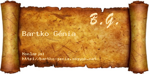Bartko Génia névjegykártya