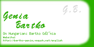 genia bartko business card
